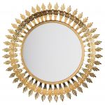 Beliani Espelho de Parede Dourado com Moldura de Metal Redondo ø 60 cm Estilo Retro 4x60x60 - 4260602376293