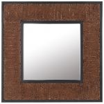 Beliani Espelho de Parede Moldura em Madeira Escura 60 X 60 cm Estilo Rústico 3x60x60 - 4251682230537