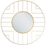 Beliani Espelho de Parede em Metal Dourado ø 60 cm Peça Decorativa Glamour Moderna 2x60x60 - 4251682269261