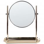 Beliani Espelho de Maquilhagem Dourado em Metal ø 20 cm com Bandeja 1x/3x Ampliação Duplo Ambiente Cosmético 8x25x30 - 4255664811424