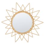Beliani Espelho de Parede com Moldura de Rattan Cor Natural ø 61 cm Design Moderno Decoração de Sala Quarto Corredor 3x61x61 - 4251682278812