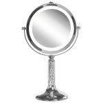Beliani Espelho de Maquiagem com Estrutura Metálica Prateada ø 13 cm Iluminação led Duas Faces com 1x e 5x Ampliação para Mesa 12x18x34 - 4251682270199