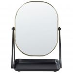 Beliani Espelho de Maquilhagem em Metal Dourado 20 X 22 cm Mesa de Cosméticos Duplo com Ampliação 24x15x31 - 4255664811561