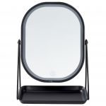 Beliani Espelho de Maquilhagem em Metal Prateado com Iluminação 20 X 22 cm Mesa de Cosméticos led 24x13x32 - 4255664811585