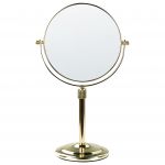 Beliani Espelho de Maquilhagem em Metal Dourado ø 20 cm Duplo Espelho com Ampliação de Mesa 20x13x38 - 4255664811516
