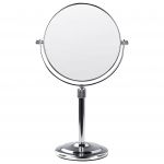 Beliani Espelho de Maquilhagem em Metal Prateado ø 20 cm Duplo Espelho com Ampliação de Mesa 20x38x13 - 4255664811523