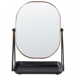Beliani Espelho de Maquilhagem em Metal Rosa Dourado 20 X 22 cm Mesa de Cosméticos Duplo com Ampliação 24x15x31 - 4255664811578