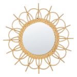 Beliani Espelho de Parede com Moldura de Rattan Cor Natural ø 60 cm Design Moderno Decoração de Sala Quarto Corredor 3x60x60 - 4251682278775