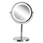 Beliani Espelho de Mesa em Metal Prateado ø 20 cm com Iluminação led Dupla Face com Função de Aumento 14x20x31 - 4251682264280