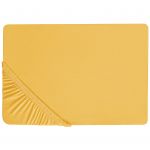 Beliani Lençol-capa em Algodão Amarelo Mostarda 180 X 200 cm Bordas Elásticas Padrão Sólido Estilo Clássico para Quarto 200x180x30 - 4255664808080
