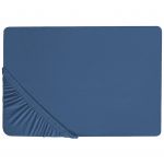 Beliani Lençol-capa em Algodão Azul Marinho 160 X 200 cm Bordas Elásticas Padrão Sólido Estilo Clássico para Quarto 200x160x30 - 4255664807977