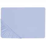 Beliani Lençol-capa em Algodão Azul 140 X 200 cm Bordas Elásticas Padrão Sólido Estilo Clássico para Quarto 200x140x30 - 4255664808516
