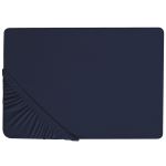 Beliani Lençol-capa em Algodão Azul Escuro 180 X 200 cm Elásticos Nas Bordas Cor Uniforme Clássico Quarto 200x180x30 - 4251682271912