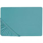 Beliani Lençol-capa em Algodão Turquesa 180 X 200 cm Elásticos Nas Bordas Cor Uniforme Clássico Quarto 200x180x90 - 4251682272018