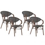 Beliani Conjunto de 4 Cadeiras de Jardim Cinzentas Estrutura de Metal Castanho Escuro Exterior Interior 55x57x83 - 4251682258753