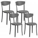 Beliani Conjunto 4 Cadeiras de Jardim de Polipropileno Cinzento Escuro Interior e Exterior Plástico Leve Resistente às Intempéries Design Moderno XX - 4255664825476