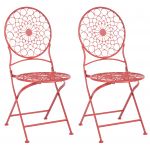 Beliani Conjunto de 2 Cadeiras de Jardim em Metal Vermelho Dobráveis de Exterior Resistente Aos Uv e Ferrugem de Estilo Francês Retro XX - 4255664820181