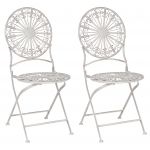 Beliani Conjunto de 2 Cadeiras de Jardim em Metal Branco Dobráveis com Resistência Aos Uv e Ferrugem de Estilo Francês Retro XX - 4255664820211