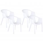 Beliani Conjunto de 4 Cadeiras de Jardim em Material Sintético Branco Empilháveis Costas com Ripas e Apoios de Braços 56x55x71 - 4255664811868