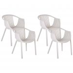 Beliani Conjunto de 4 Cadeiras de Jardim em Material Sintético Creme Empilháveis Costas com Ripas e Apoios de Braços 56x55x71 - 4255664811851