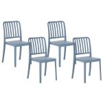 Beliani Conjunto de 4 Cadeiras de Jardim em Plástico Azul Design Moderno Resistente à Água 47x42x82 - 4251682276498