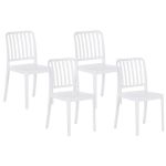 Beliani Conjunto de 4 Cadeiras de Jardim em Plástico Branco Design Moderno Resistente à Água 47x42x82 - 4251682276474