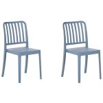 Beliani Conjunto de 2 Cadeiras de Jardim em Plástico Azul Design Moderno Resistente à Água 47x42x82 - 4251682276481