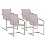 Beliani Conjunto de 4 Cadeiras de Jardim Cantiléver em Aço Inoxidável e Têxtil Creme Design Moderno Terraço Varanda Pátio 55x56x85 - 4251682275576