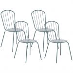 Beliani Conjunto de 4 Cadeiras de Jardim em Metal Azul Claro Design Moderno Resistente à Ferrugem com Encostos Altos 47x42x89 - 4251682271448