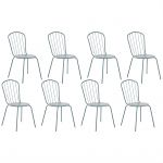 Beliani Conjunto de 8 Cadeiras de Jardim em Metal Azul Claro Design Moderno Resistente à Ferrugem com Encostos Altos 47x42x89 - 4251682271455