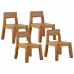 Beliani Conjunto de 4 Cadeiras de Jardim em Madeira de Acácia Interior e Exterior Design Rústico 61x59x81 - 4251682282604