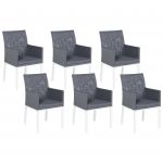 Beliani Conjunto de 6 Cadeiras de Jardim Cinzentas em Poliéster e Pés de Alumínio Brancos 62x52x91 - 4251682282314