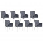 Beliani Conjunto de 8 Cadeiras de Jardim Cinzentas em Poliéster e Pés de Alumínio Brancos 62x52x91 - 4251682282321