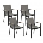Beliani Conjunto de 4 Cadeiras de Jardim Pretas Estrutura de Alumínio com Almofadas Design Moderno 64x56x90 - 4255664805041