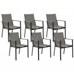 Beliani Conjunto de 6 Cadeiras de Jardim Pretas Estrutura de Alumínio com Almofadas Design Moderno 64x56x90 - 4255664805058