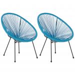 Beliani Conjunto de 2 Cadeiras de Jardim em Rattan Sintético Azul Pés Metálicos Design Resistente Estilo Moderno 90x70x87 - 4251682268318