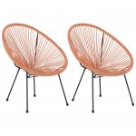 Beliani Conjunto de 2 Cadeiras de Jardim em Rattan Sintético Laranja Pés Metálicos Design Resistente Estilo Moderno 90x70x87 - 4251682268349