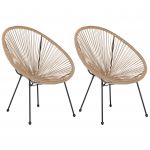 Beliani Conjunto de 2 Cadeiras de Jardim em Rattan Sintético Cor Natural Pés Metálicos Design Resistente Estilo Moderno 90x70x87 - 4251682268370