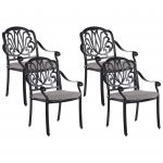 Beliani Conjunto de 4 Cadeiras de Jardim em Alumínio Preto com Almofadas Estilo Vintage 65x68x97 - 4251682266543