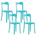 Beliani Conjunto de 4 Cadeiras de Jardim de Polipropileno Azul Uso em Interior e Exterior Plástico Leve e Resistente às Intempéries Design Moderno 40x38x80 - 4251682267083