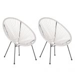 Beliani Conjunto de 2 Cadeiras de Jardim em Rattan Sintético Branco Pés Metálicos Design Resistente Estilo Moderno 90x70x87 - 4251682268288