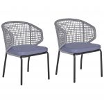 Beliani Conjunto de 2 Cadeiras de Jardim com Almofadas Cinzentas e Estrutura Metálica Preta 54x54x81 - 4251682264150