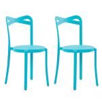 Beliani Conjunto de 2 Cadeiras de Jardim de Polipropileno Azul Uso em Interior e Exterior Plástico Leve e Resistente às Intempéries Design Moderno 40x38x80 - 4251682267076