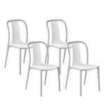 Beliani Conjunto de 4 Cadeiras de Jardim Brancas e Cinzentas Empilháveis em Material Sintético sem Braços 49x42x89 - 4251682266796