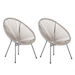 Beliani Conjunto de 2 Cadeiras de Jardim em Rattan Sintético Cinzento Claro Pés Metálicos Design Resistente Estilo Moderno 90x70x87 - 4251682268479
