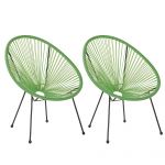 Beliani Conjunto de 2 Cadeiras de Jardim em Rattan Sintético Verde Pés em Aço Design Resistente Estilo Moderno 90x70x87 - 4251682259637