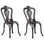 Beliani Conjunto de 2 Cadeiras de Jardim de Alumínio Castanho sem Braços com Design Vintage Metal Restaurante 53x43x90 - 4251682261135
