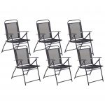 Beliani Conjunto de 6 Cadeiras de Jardim Preto em Alumínio e Têxtil Dobrável e Leve Design Moderno e Funcional 66x48x90 - 4251682241236