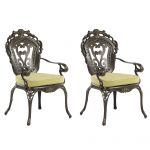Beliani Conjunto de 2 Cadeiras de Jardim em Alumínio Castanho Escuro Estilo Vintage 55x69x97 - 4251682230773