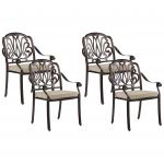 Beliani Conjunto de 4 Cadeiras de Jardim em Alumínio e Poliéster Castanho Escuro de Estilo Vintage 65x68x97 - 4251682228428